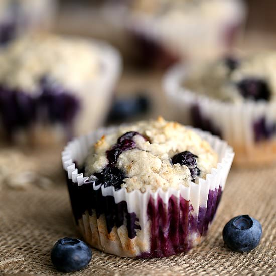 Yogurt Blueberry Oatmeal Muffins