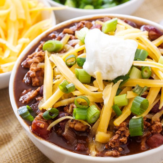 Slow Cooker Cincinnati Turkey Chili