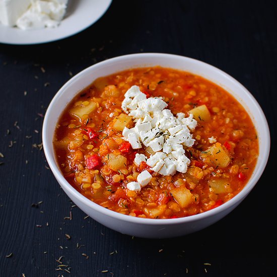 Soup with red lentils