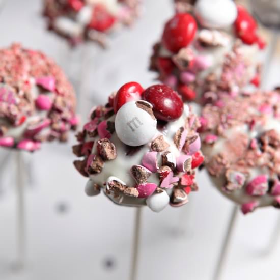 M&M’s Red Velvet Brownie Pops