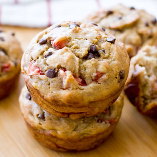 Skinny Strawberry Banana Muffins