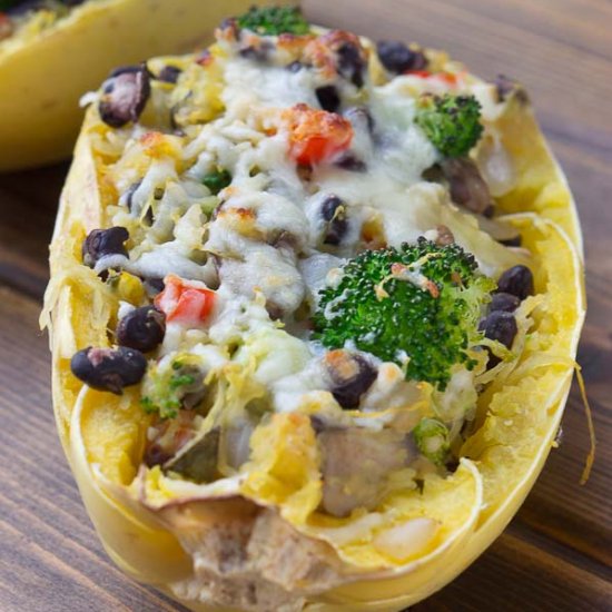 Vegetarian Spaghetti Squash Boats