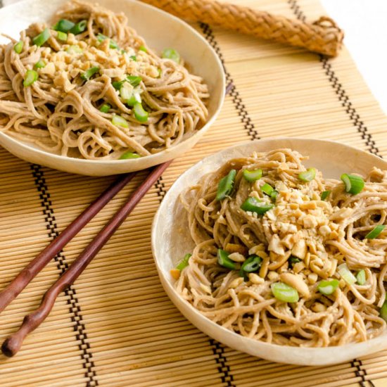 Creamy peanut butter soba noodles