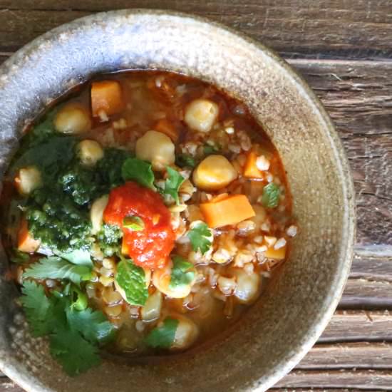 Spicy Chickpea and Bulgur Soup