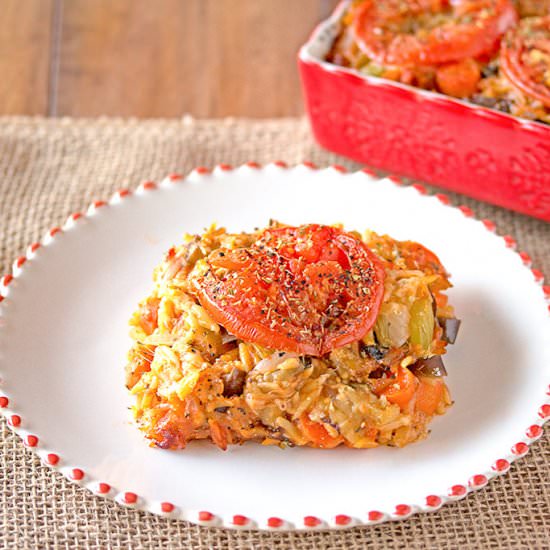 Baked Orzo with Veggies