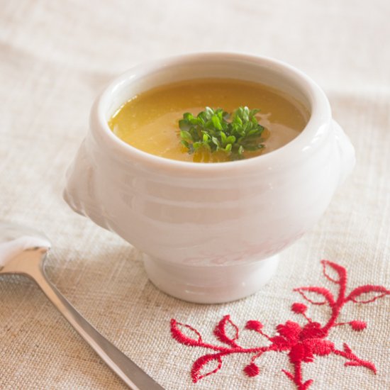 Squash and chestnut soup verrine