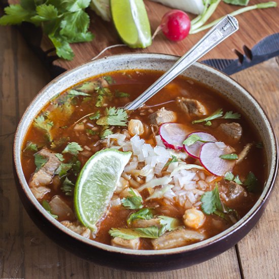 Pozole Rojo (Pork and Hominy Stew)