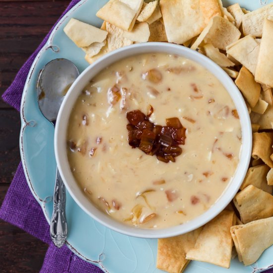 Brie and Caramelized Onion Queso