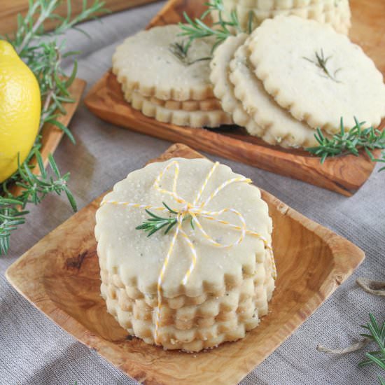 Rosemary Lemon Shortbread Cookies