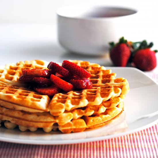 Waffles with Strawberry Compote