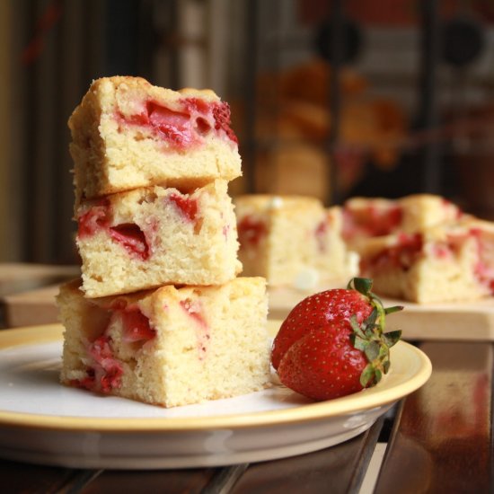 Strawberry White Chocolate Blondies