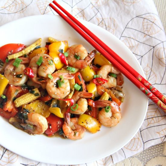 Stir-Fried Veggies with Prawns