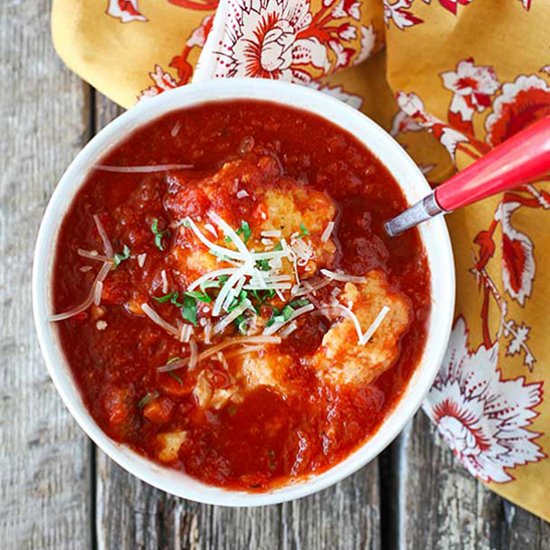 Tomato Soup with Basil Dumplings