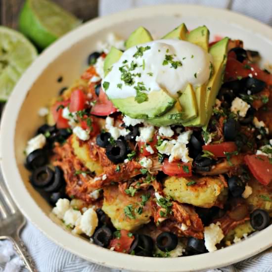 Shredded Chicken & Bean Totchos