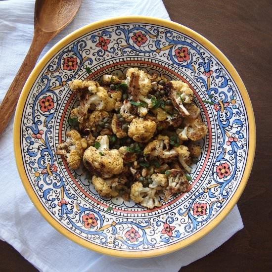 Roast Cauliflower w/ Golden Raisins