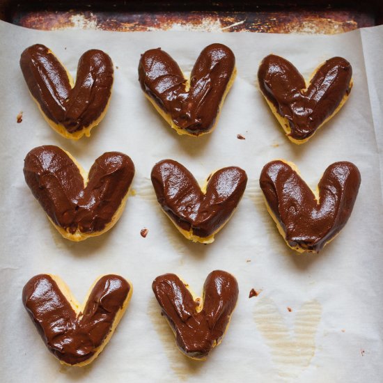 Heart Shaped Chocolate Eclairs