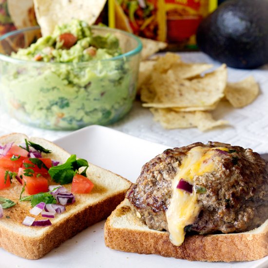 Stuffed Taco Burger and Guacamole