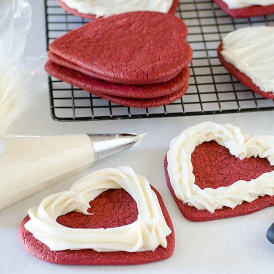 Heart Shaped Red Velvet Cookies