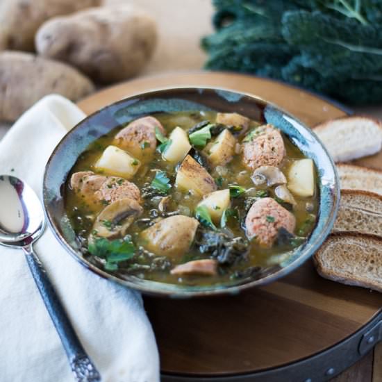 Spicy Potato, Sausage, & Kale Soup