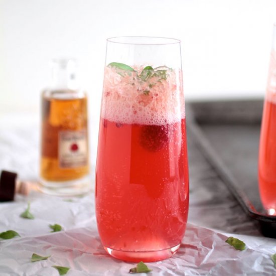 Raspberry Basil Bourbon Spritzers