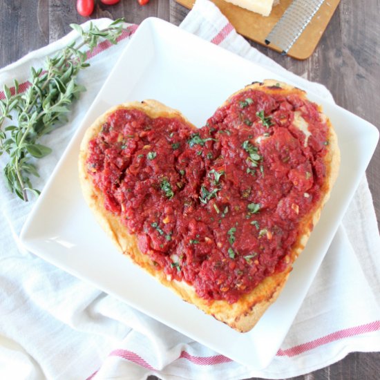 Deep Dish Heart Shaped Pizza