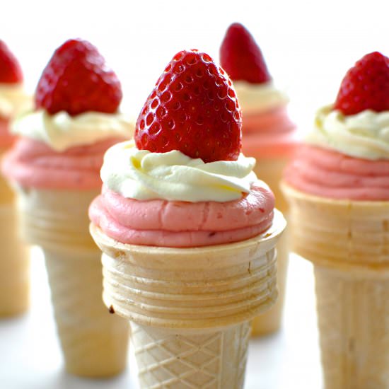 Strawberry Ice-Cream Cupcakes