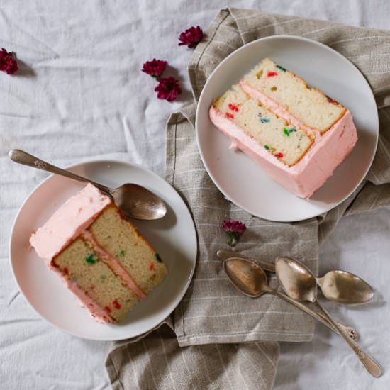 Blush Pink Rainbow Chip Cake