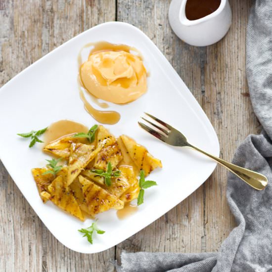 Salty Custard with Pineapple Salad