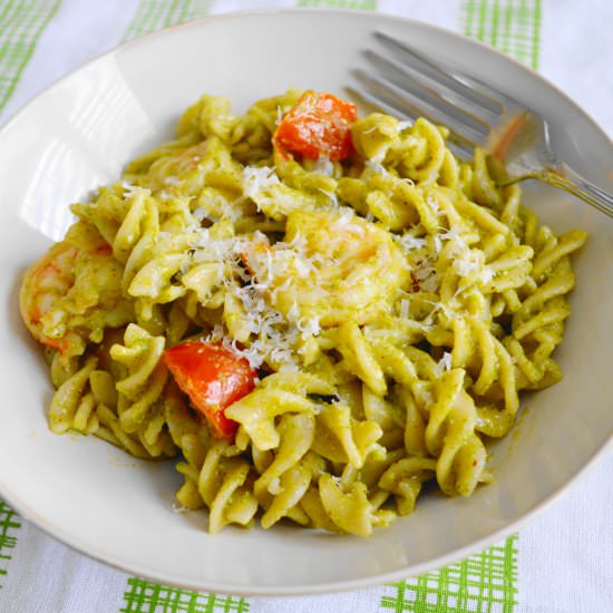 Chili Lime Shrimp Pesto Pasta