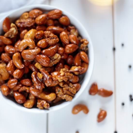 Whiskey and Maple Roasted Nuts