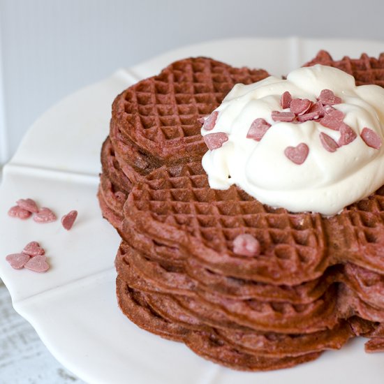 Pink Whole Wheat Waffles