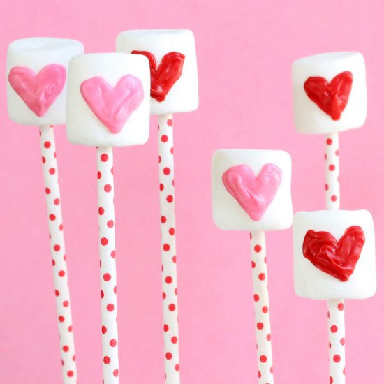 Candy Heart Marshmallow Pops