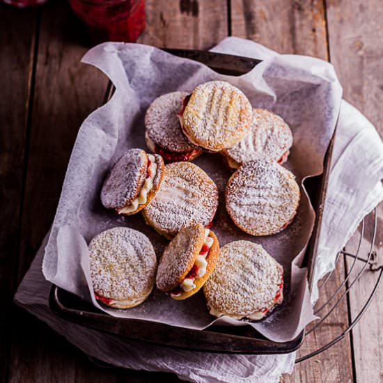 Raspberry vanilla cookie sandwiches