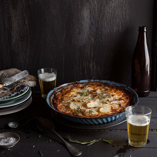 lamb pie with mint and peas