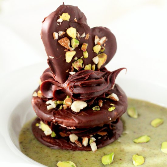 Chocolate Island in Pistachio Sauce