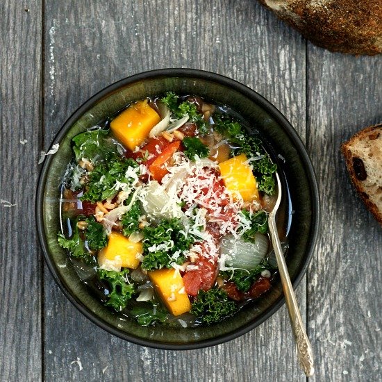 Winter Vegetable Soup Farro Kale