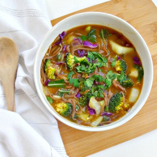 One Pot Veggie and Soba Noodle Soup