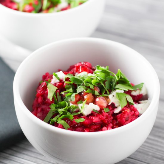 Beet Risotto with Goat Cheese