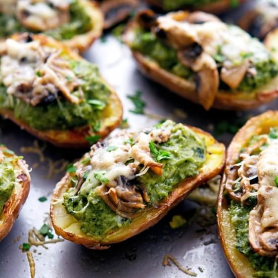 Mushroom Gouda & Kale Potato Skins