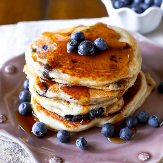 Whole Wheat Blueberry Pancakes