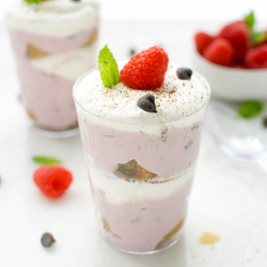 Raspberry Yogurt Tiramisu Parfaits