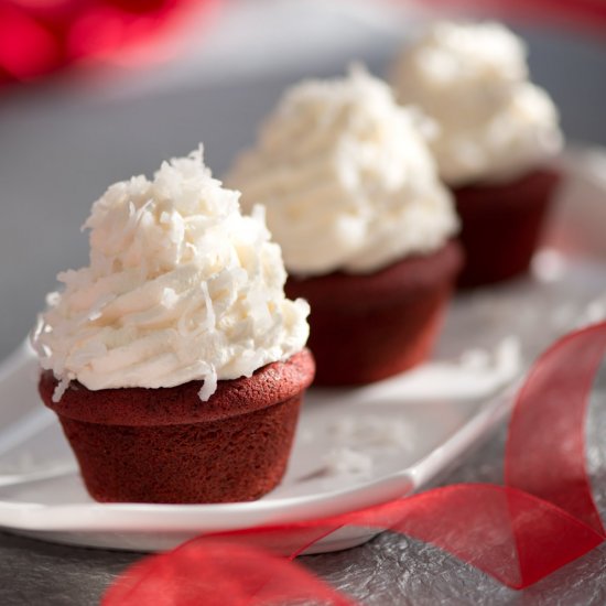 Coconut Frosted Red Velvet Cupcake