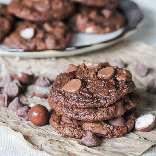 Chocolate Malt Ball Cookies