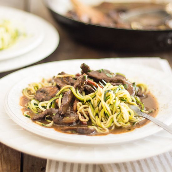 Paleo Beef Heart Stroganoff