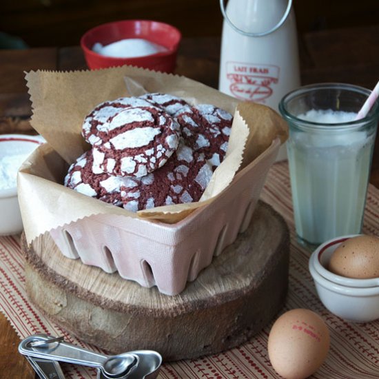 Red Velvet Crackle Cookies