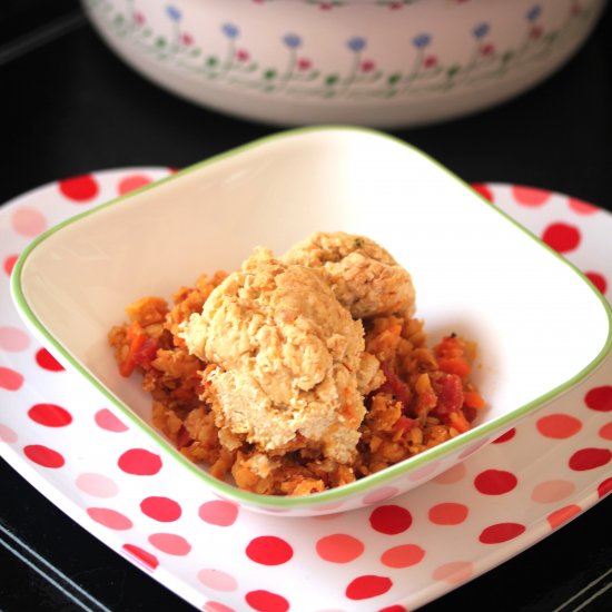 Lentil and Cheeze Biscuit Casserole