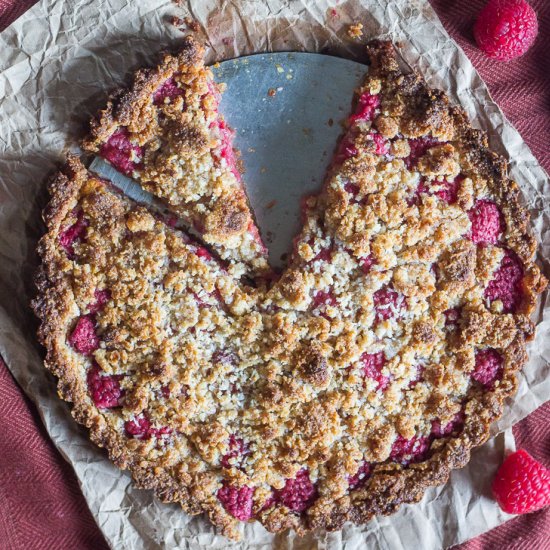 Raspberry Coconut Crumble Tart