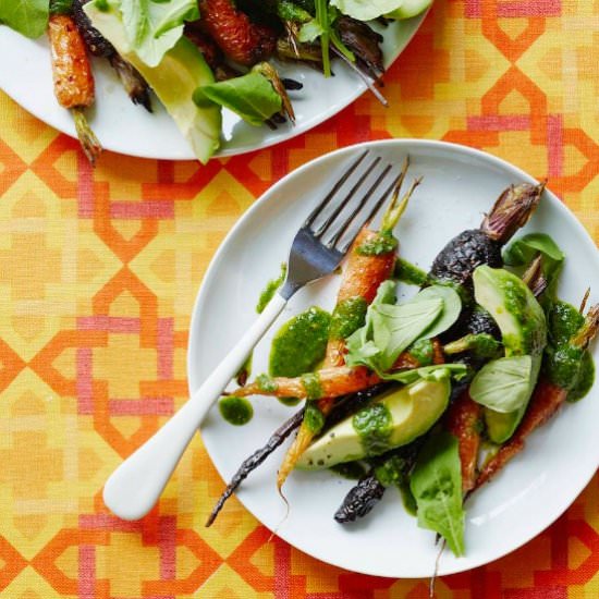 Roasted Carrot and Avocado Salad