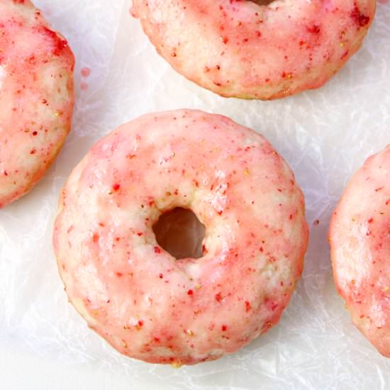 Vanilla Donuts w/ Strawberry Glaze