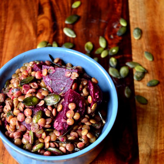 Brown Lentil and Beetroot Salad